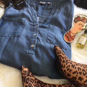 Denim look top